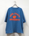 8Laboratory エイトラボラトリー ラグランパンサーT 半袖Tシャツ カットソー フロッキープリント カレッジロゴ PANTHERS ピグメント加工 ヴィンテージ風 裾ドローストリング 裾絞りバルーンシルエット ラグランスリーブ コットン天竺 ゆったり フリーサイズ アメカジ夏コーデ