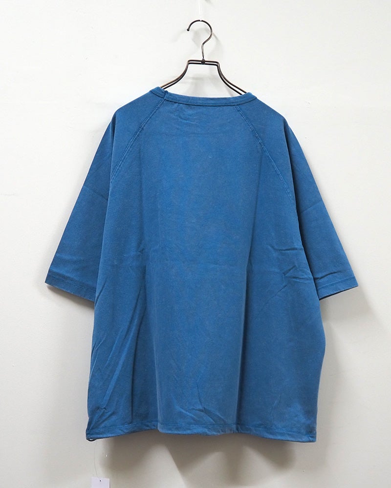 8Laboratory エイトラボラトリー ラグランパンサーT 半袖Tシャツ カットソー フロッキープリント カレッジロゴ PANTHERS ピグメント加工 ヴィンテージ風 裾ドローストリング 裾絞りバルーンシルエット ラグランスリーブ コットン天竺 ゆったり フリーサイズ アメカジ夏コーデ