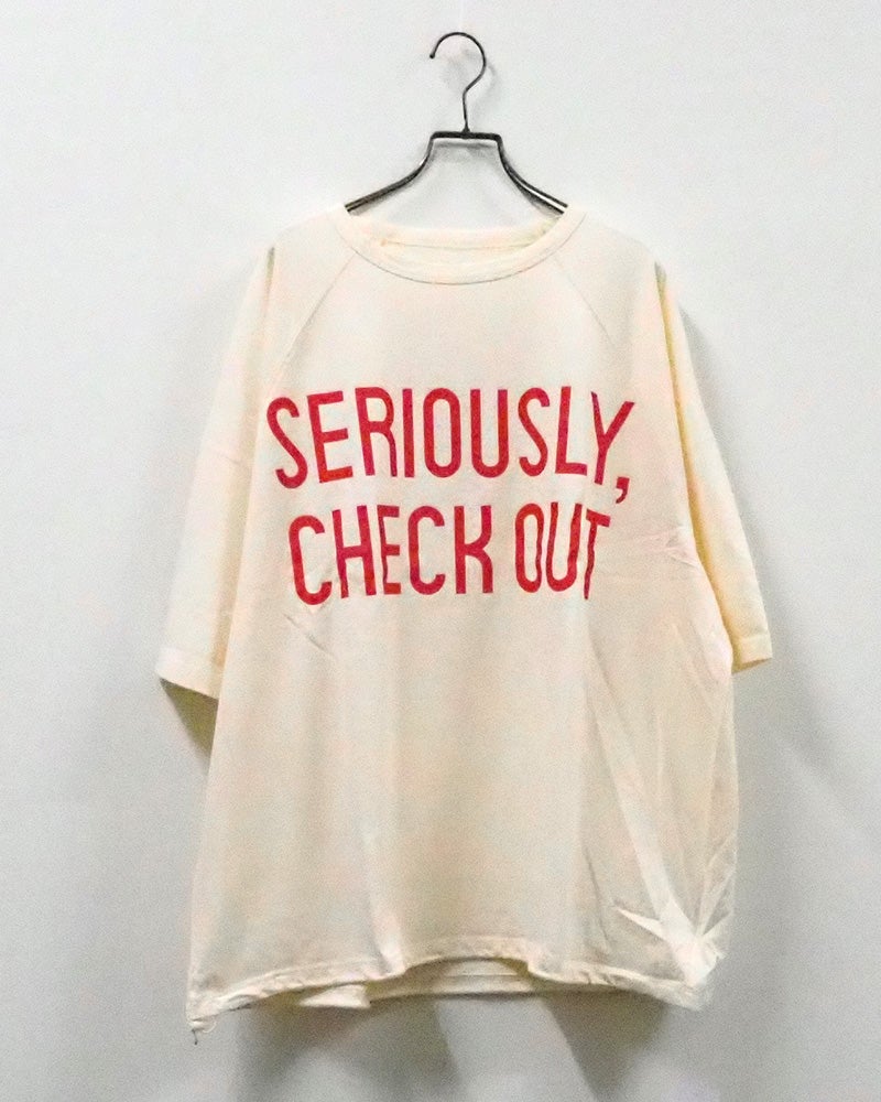 8Laboratory エイトラボラトリー ラグランロゴT 半袖Tシャツ カットソー 前後英字ロゴプリント バックプリント パウダー加工 ヴィンテージ風 袖口カットオフ 裾ドローストリング 裾絞り ラグランスリーブ コットン天竺 綿100％ フリーサイズ ゆったり ストリートアメカジ夏コーデ