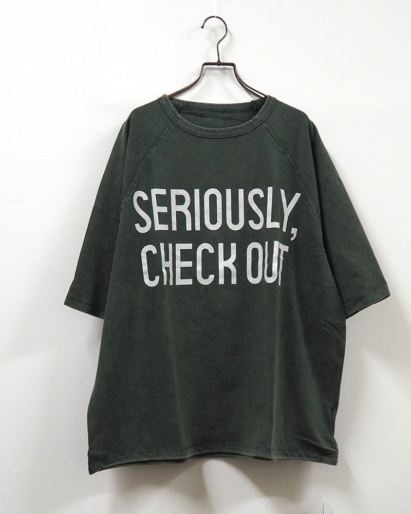 8Laboratory エイトラボラトリー ラグランロゴT 半袖Tシャツ カットソー 前後英字ロゴプリント バックプリント パウダー加工 ヴィンテージ風 袖口カットオフ 裾ドローストリング 裾絞り ラグランスリーブ コットン天竺 綿100％ フリーサイズ ゆったり ストリートアメカジ夏コーデ