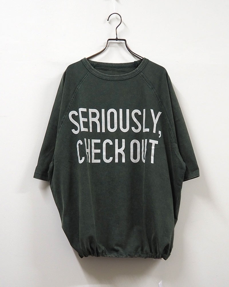 8Laboratory エイトラボラトリー ラグランロゴT 半袖Tシャツ カットソー 前後英字ロゴプリント バックプリント パウダー加工 ヴィンテージ風 袖口カットオフ 裾ドローストリング 裾絞り ラグランスリーブ コットン天竺 綿100％ フリーサイズ ゆったり ストリートアメカジ夏コーデ