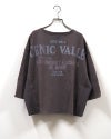 2WAY7分スウェットTEE 七分袖スウェット カレッジロゴプリント ピグメント加工 ヴィンテージ風 脇リブ切替 Vガゼット カットオフ 前後2WAY着用可能 コットンスウェット フリーサイズ ゆったり ビッグシルエット アメカジストリート秋コーデ
