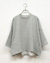 裏毛7分ワイドTEE 七分袖スウェット プルオーバー 裏毛生地 スモーキーカラー フェード感 裾ワッペン オレンジピスタグ ドロップショルダー 7分袖 ワイドシルエット フリーサイズ ゆったり 体型カバー 大人カジュアル 春秋コーデ