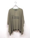 limiless リミレス シアー天竺UVカットポンチョT 半袖 五分袖カットソー kissa肉球英字ロゴプリント UVカット機能 シアー天竺生地 透け感 落ち感 ドルマンスリーブ ポンチョシルエット フリーサイズ ゆったり オーバーサイズ ビッグシルエット 体型カバー 大人カジュアル夏コーデ