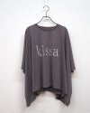 limiless リミレス シアー天竺UVカットポンチョT 半袖 五分袖カットソー kissa肉球英字ロゴプリント UVカット機能 シアー天竺生地 透け感 落ち感 ドルマンスリーブ ポンチョシルエット フリーサイズ ゆったり オーバーサイズ ビッグシルエット 体型カバー 大人カジュアル夏コーデ