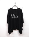 limiless リミレス シアー天竺UVカットポンチョT 半袖 五分袖カットソー kissa肉球英字ロゴプリント UVカット機能 シアー天竺生地 透け感 落ち感 ドルマンスリーブ ポンチョシルエット フリーサイズ ゆったり オーバーサイズ ビッグシルエット 体型カバー 大人カジュアル夏コーデ