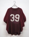 8Laboratory エイトラボラトリー ケミカル加工プリントプルオーバー 五分袖Tシャツ ナンバリングクラックプリント 異素材切り替え タイプライター袖 袖口ゴム ドルマンスリーブ ショート丈 フリーサイズ ゆったり 体型カバー スポーツミックス 大人カジュアル夏コーデ