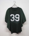 8Laboratory エイトラボラトリー ケミカル加工プリントプルオーバー 五分袖Tシャツ ナンバリングクラックプリント 異素材切り替え タイプライター袖 袖口ゴム ドルマンスリーブ ショート丈 フリーサイズ ゆったり 体型カバー スポーツミックス 大人カジュアル夏コーデ