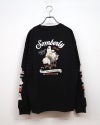 バブルロゴアンサンブルロンT 長袖Tシャツ ロンT オバケプリント アメリカンテイスト キュート 袖プリント バックプリント 胸元ワンポイント クルーネック ユニセックス フリーサイズ ゆったり オーバーサイズ ストリート アメカジ秋コーデ ホワイト