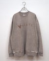 Pokke ポッケ ケミカル加工両脇ポケットプリントL/S TEE 長袖Tシャツ ロンT ケミカルウォッシュ ヴィンテージ加工 反転シカプリント ロゴプリント 両脇ポケット付き ドロップショルダー ビッグシルエット ユニセックス フリーサイズ ゆったり アメカジ ストリート秋冬コーデ ボルドーグレー