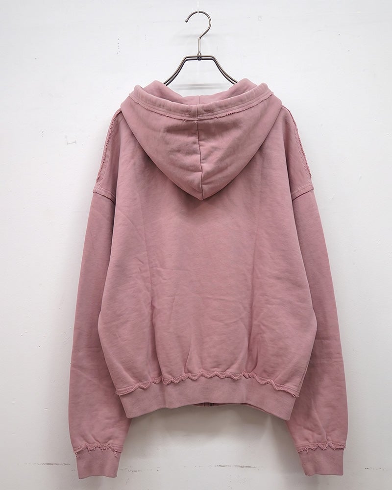 VISION STREET WEAR ヴィジョンストリートウェア ピグメントZIPパーカー ジップアップパーカー ピグメント加工 ヴィンテージ風 立体VSWロゴ CutOff加工 切りっぱなし セットアップ対応 ユニセックス フリーサイズ ストリート グランジ秋冬コーデ 迷彩グレーチャコール