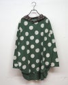 LIME.INC ライムインク 天竺水玉柄プリントフードロングシャツ ドット柄 水玉プリント 異素材配色 フード切替 袖裏折り返し テールヘム オーバーサイズ ゆったり 体型カバー レディース フリーサイズ ナチュラル カジュアル秋冬コーデ