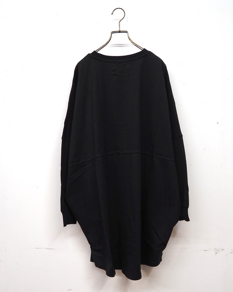 limiless リミレス 天竺BIG刺繍TEE 長袖Tシャツ ロンT ビッグロゴ刺繍 英字刺繍 コクーンシルエット チュニック丈 ドロップショルダー ビッグシルエット オーバーサイズ ユニセックス レディース ゆったり 体型カバー ストリートモード秋冬コーデ ブラックダークグリーンワインベージュ