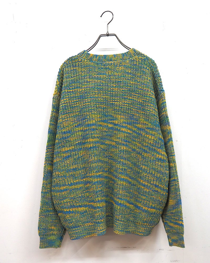 8Laboratory エイトラボラトリー カラフルニットカーディガン ミックスニット メランジ Vネックカーディガン ウッドボタン ドロップショルダー ビッグシルエット オーバーサイズ ユニセックス レディース ゆったり アメカジ古着風ストリートモード秋冬コーデ